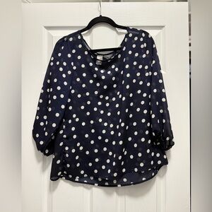 Navy Polka Dot Women's Top - Sheer!